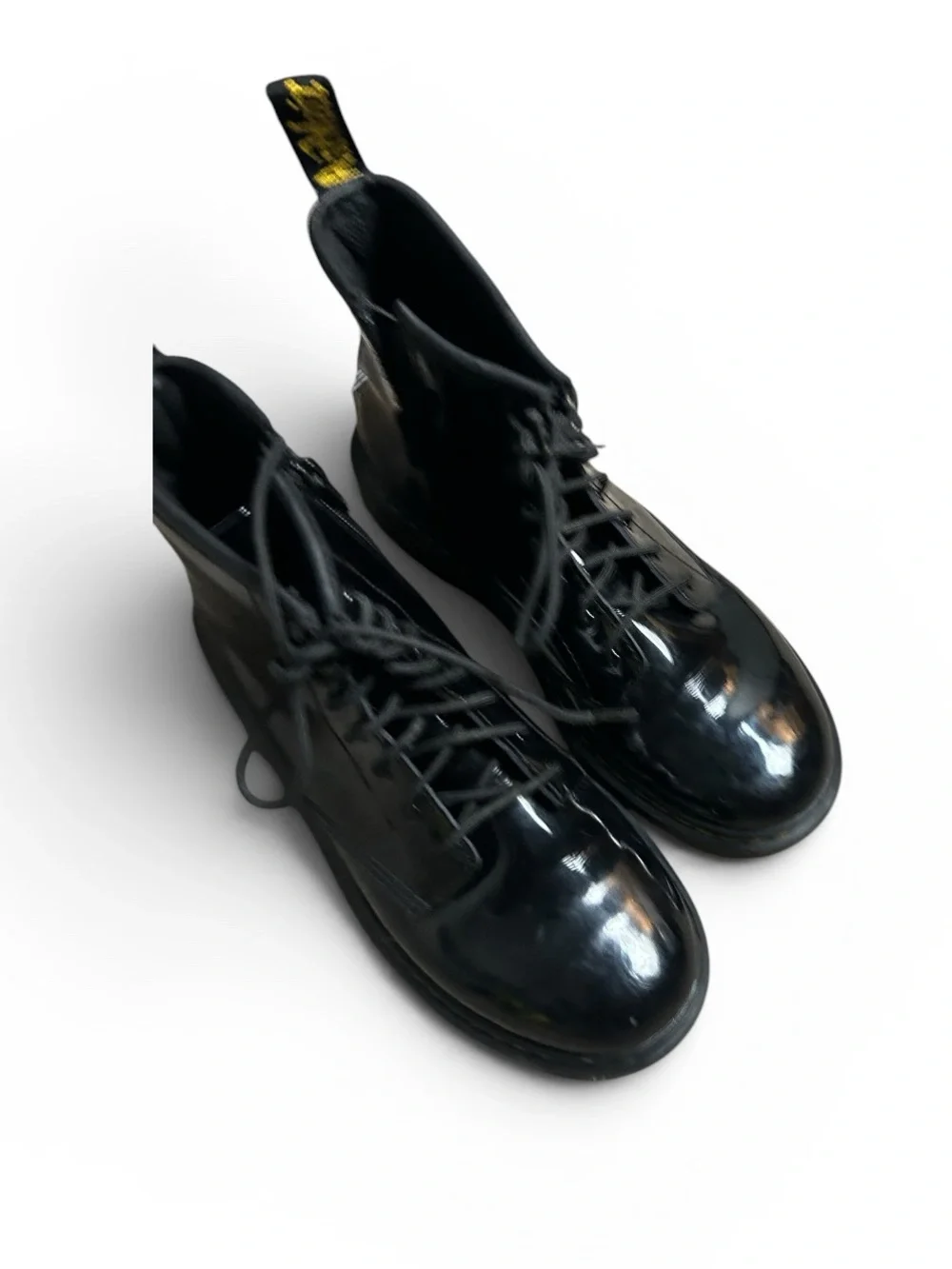DR. MARTENS JUNIOR 1460 PATENT LEATHER LACE UP BOOTS SIZE 5 BLACK